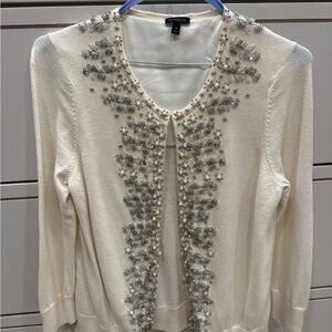 Talbots Cream Beaded Sweater